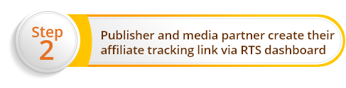 Publisher and media partner create their affiliate tracking link via RTS dashboard
